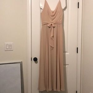 Blush Amsale Flowy Halter Bridesmaid Dress